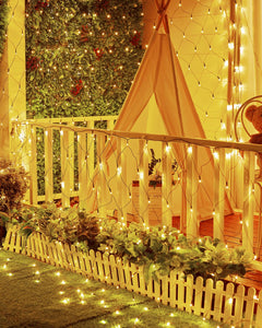 2 Pack 12×5FT 360 LED Christmas Net Lights, Waterproof IP65, 12 Modes, Outdoor, Warm White