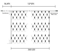 2 Pack 12×5FT 360 LED Christmas Net Lights, Waterproof IP65, 12 Modes, Outdoor, Warm White