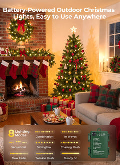 Brightown 4 Pack Battery Xmas String Lights,16.5FT Warm White,8 Modes Timer