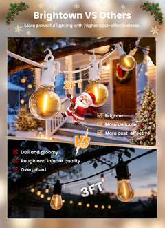 Brightown 108FT 52LED Solar String Lights Outdoor, Remote & USB Port, Shatterproof Bulb