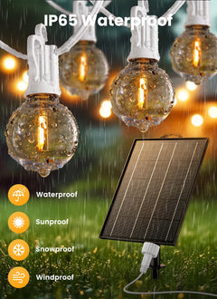 Brightown 108FT 52LED Solar String Lights Outdoor, Remote & USB Port, Shatterproof Bulb