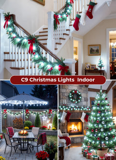 Brightown 300 LED C9 Xmas String Lights,195FT Pure White,8 Modes Timer