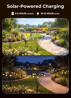 4 Pack 32 LED Firefly Solar Powered Stake Lights for Garden Yard Pathway,Warm White