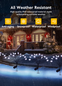 4-Pack Solar Snowflake Pathway Lights, Waterproof, Firefly, Cool White