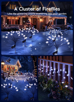 4-Pack Solar Snowflake Pathway Lights, Waterproof, Firefly, Cool White