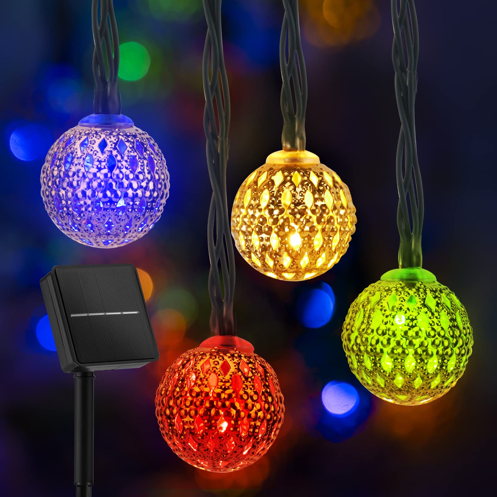 Solar LED Crystal String Lights, 8 lighting Modes – Brightown Decor