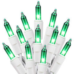 1 x 25 Feet / 100 Bulbs / Green / White Wire