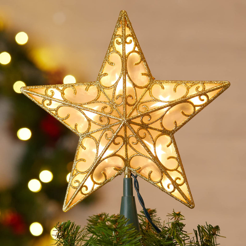 9.5 Inches / 10 Bulbs / Golden Metal Star