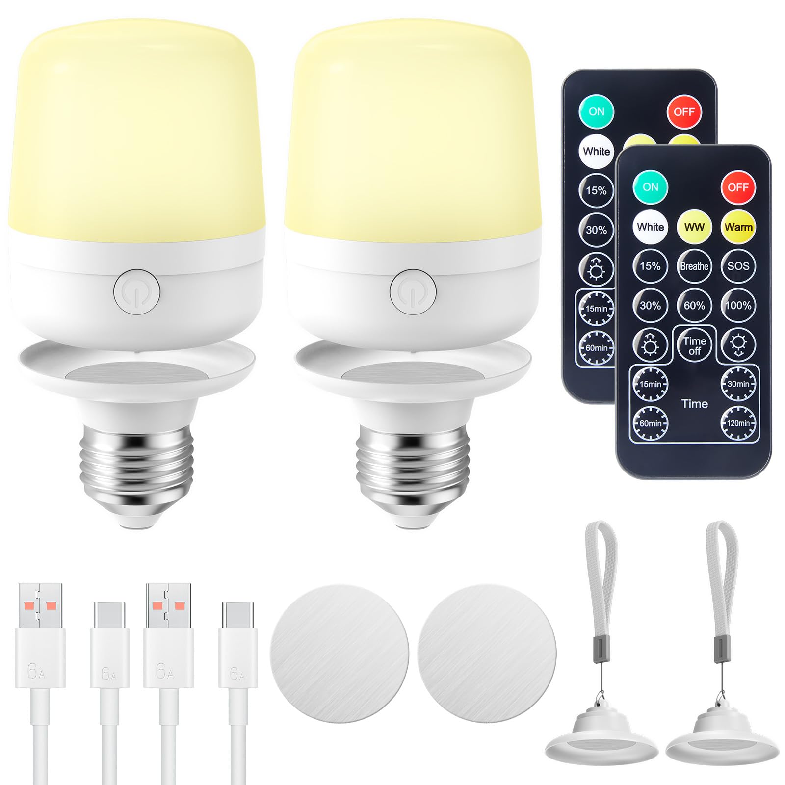 USB C Rechargeable Light Bulb With Remote Control, 7W Battery Powered Light  Bulb