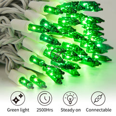 1 x 25 Feet / 100 Bulbs / Green / White Wire