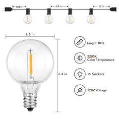 38 Feet / 15 LED / Warm White