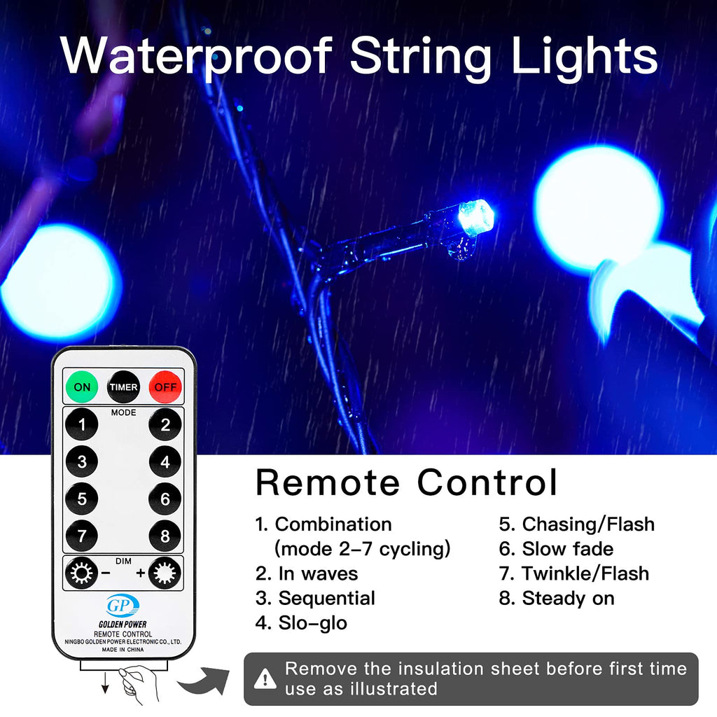 66 Feet / 200 LED / Blue / Green Wire