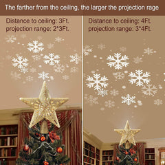 10 Inches / Golden Star Topper / Snowflake Projection