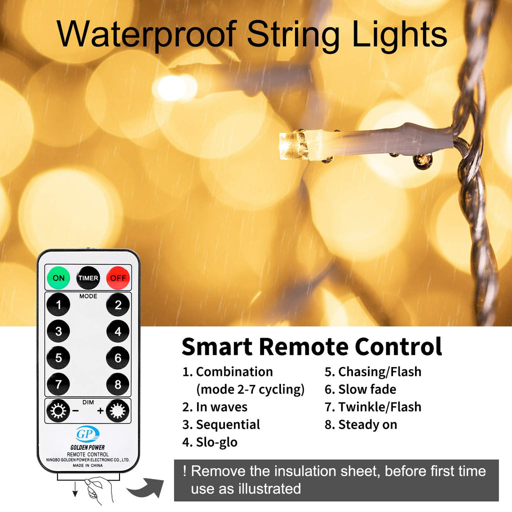 98 Feet / 300 LED / Warm White / Clear Wire