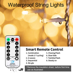 98 Feet / 300 LED / Warm White / Clear Wire