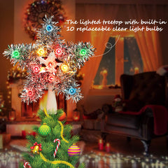 9 Inches / 10 Bulbs / Multicolor Tinsel Star