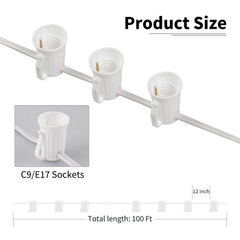 1 x 100 Feet / 100 Sockets / White Wire