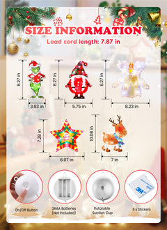 Christmas Window Silhouette Lights, 5PCs Battery Operated