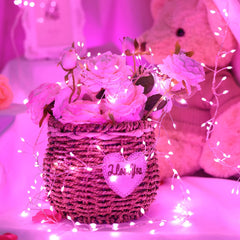 1 x 10 Feet / 200 LED / Pink / Silver Wire