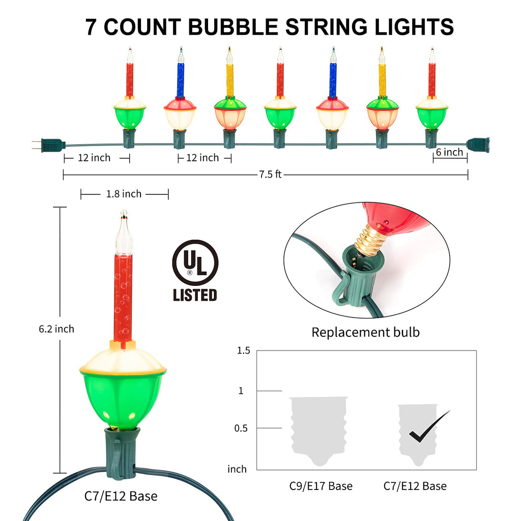 1 x 7.5 Feet / 7 Lights / Multicolor (3 color)