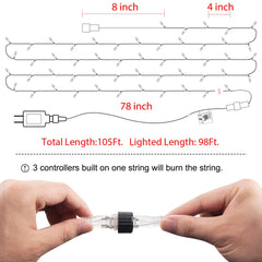 98 Feet / 300 LED / Blue / Green Wire