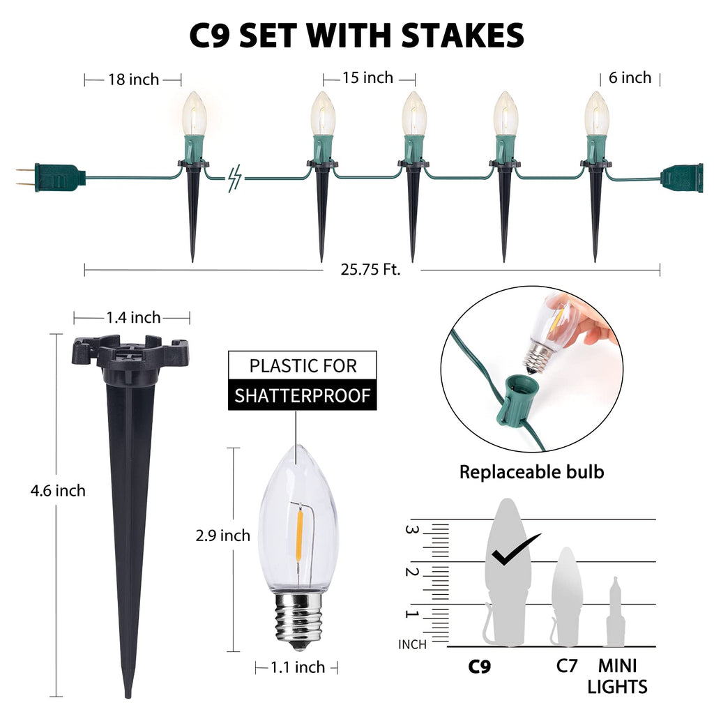 2 Pack / 25.7 Feet / 20 LED / Warm White