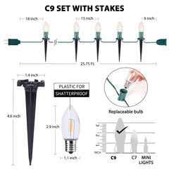 2 Pack / 25.7 Feet / 20 LED / Warm White