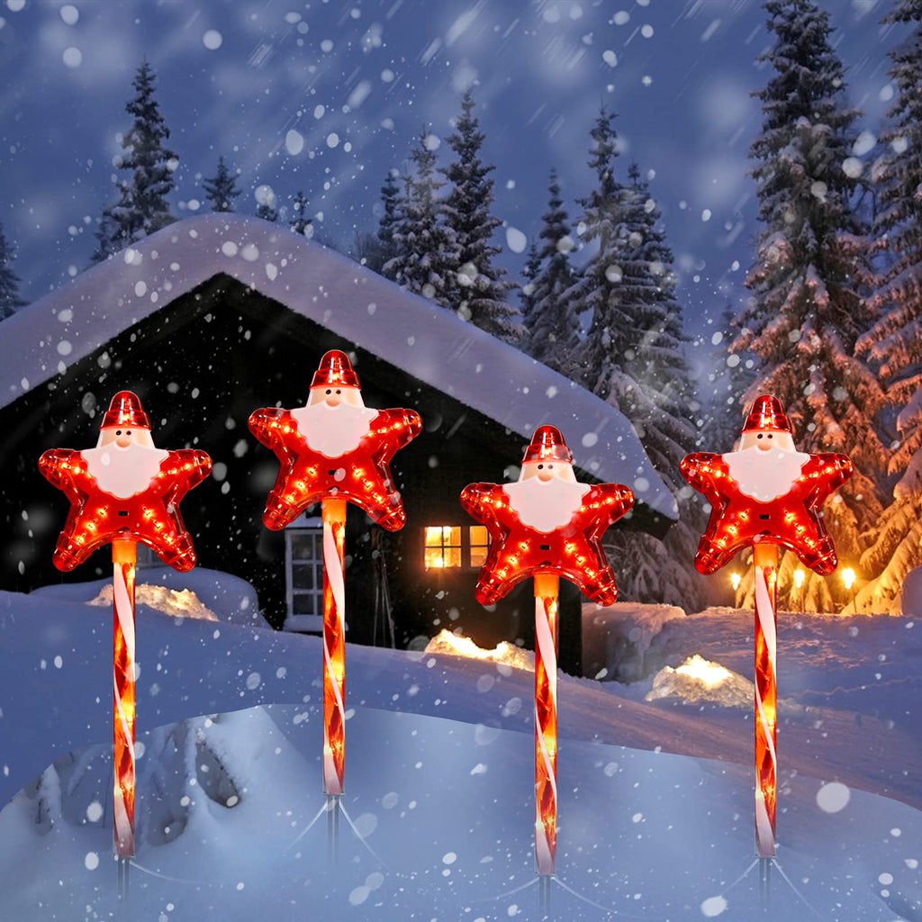 15.8 Feet / 4 Santa Star Lights / Twinkle