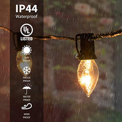 Christmas C9 Incandescent String Lights on Black Wire, E17 Sockets