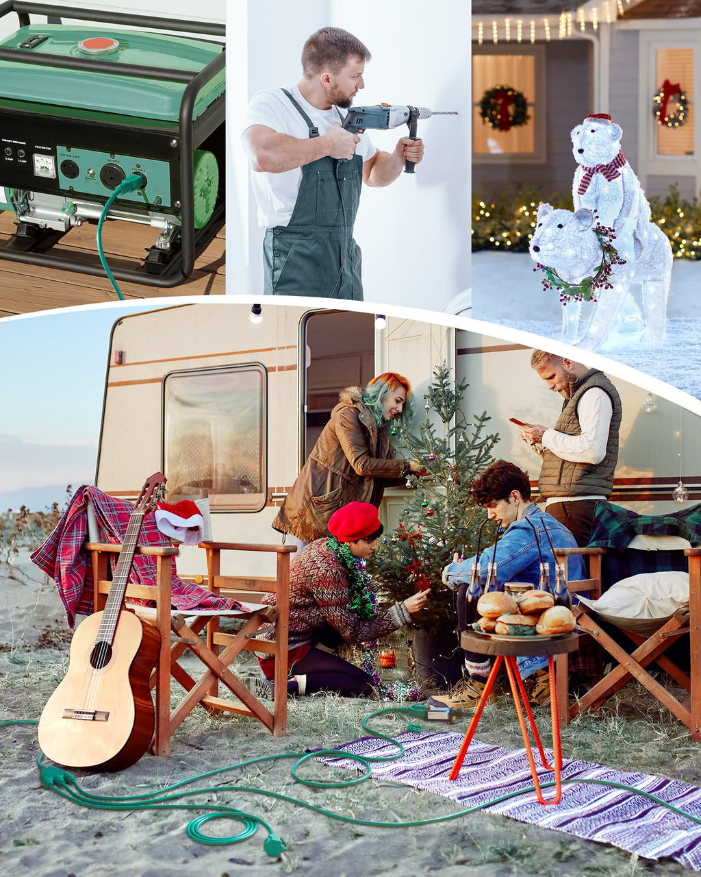 18 FT / 3 Outlets / Green