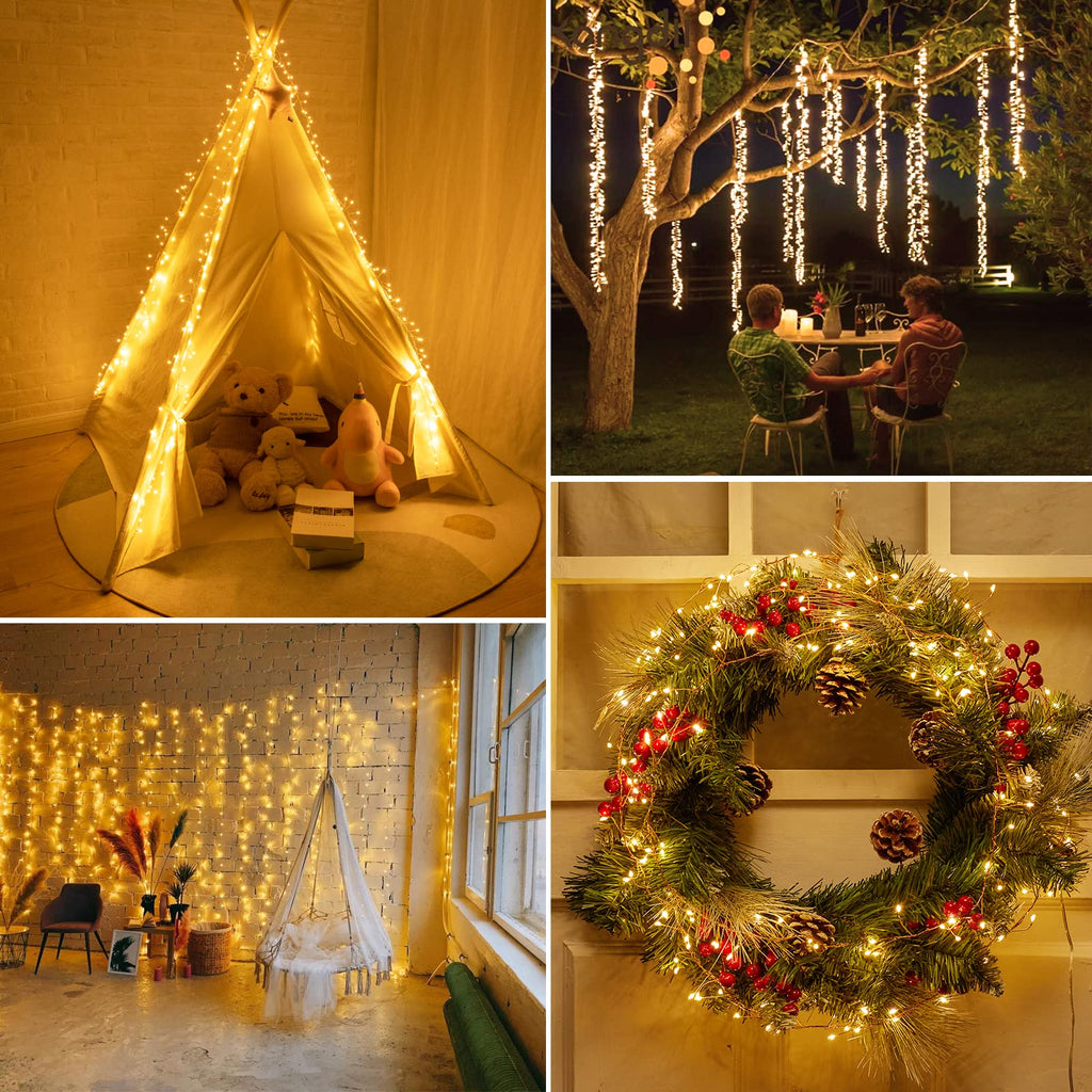 2 x 10 Feet / 200 LED / Warm White / Copper Wire