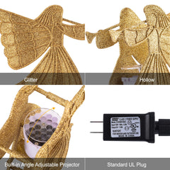 10.4 Inches / Golden Angel Topper / Snowflake Projection