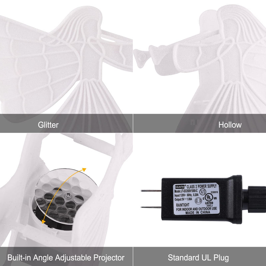 10.4 Inches / White Angel Topper / Snowflake Projection