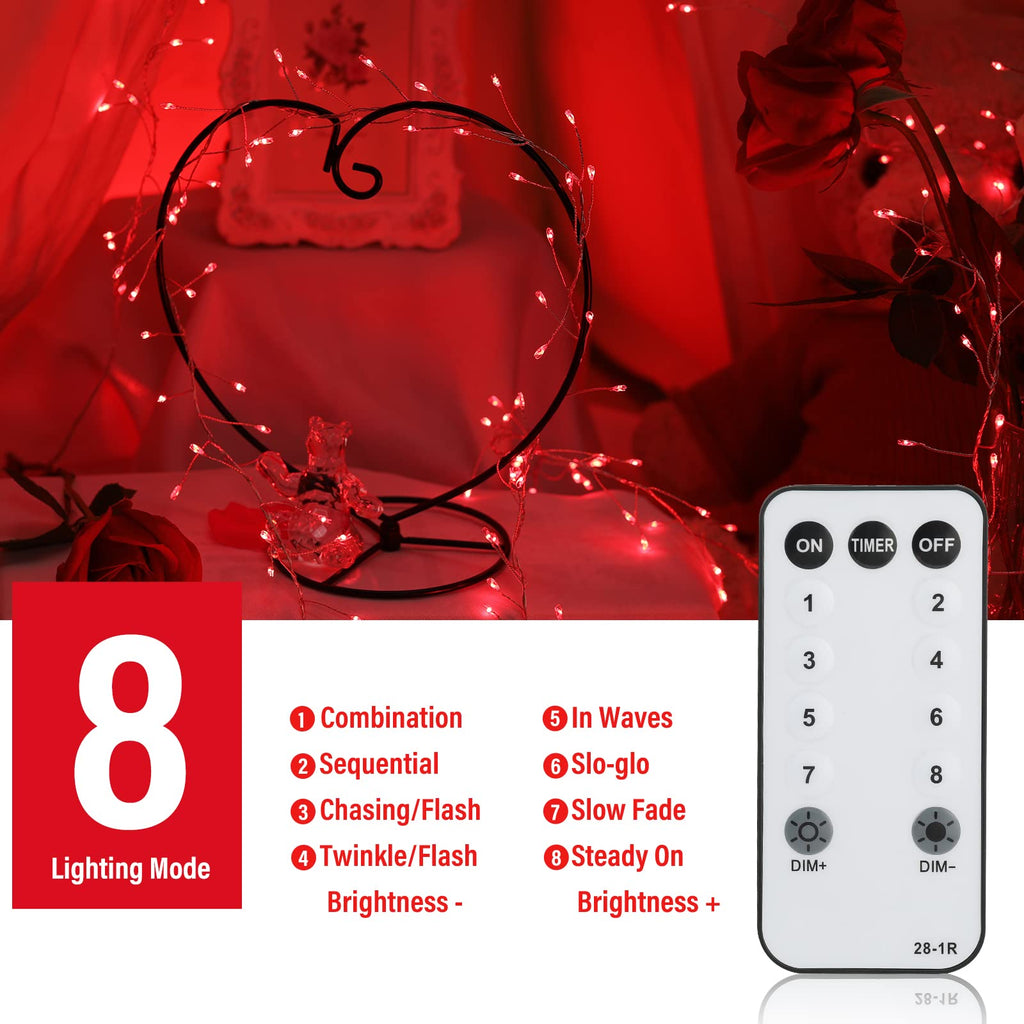 1 x 10 Feet / 200 LED / Red / Silver Wire