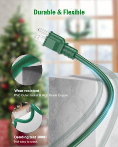 Outdoor Extension Cord with 3 Prong Grounded Outlets, Black