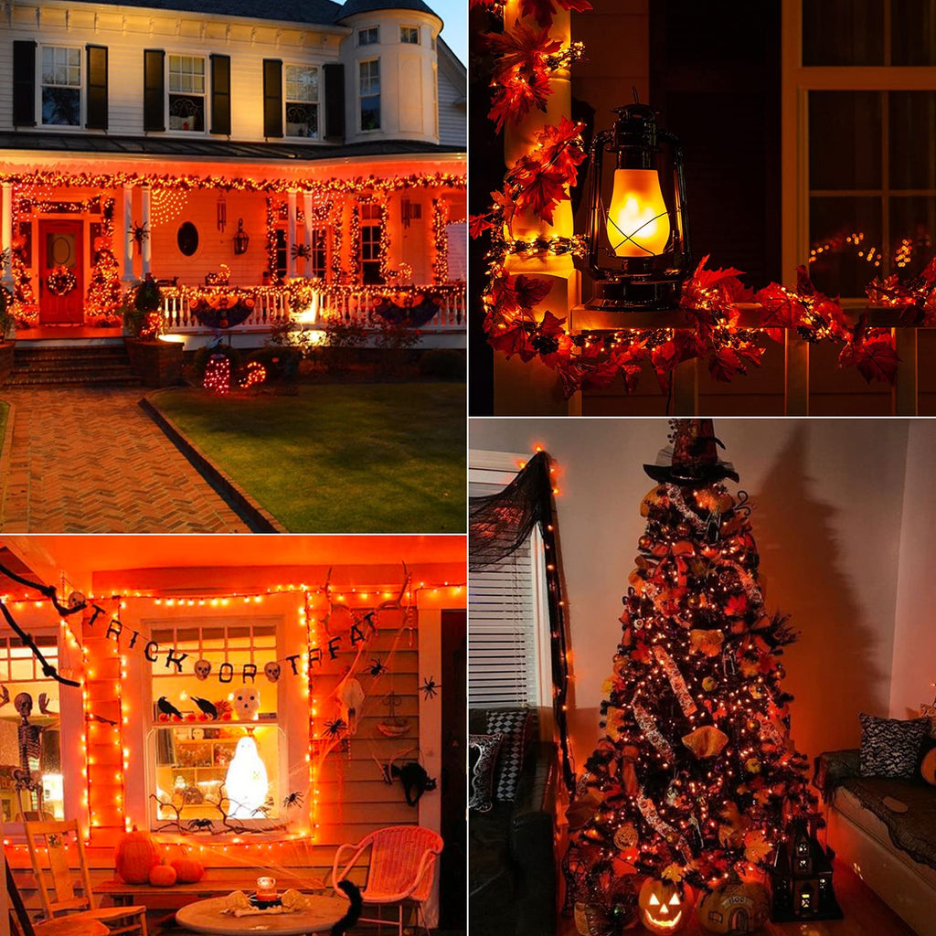 66 Feet / 200 LED / Orange / Black Wire