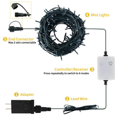 168 Feet / 600 LED / Blue / Green Wire