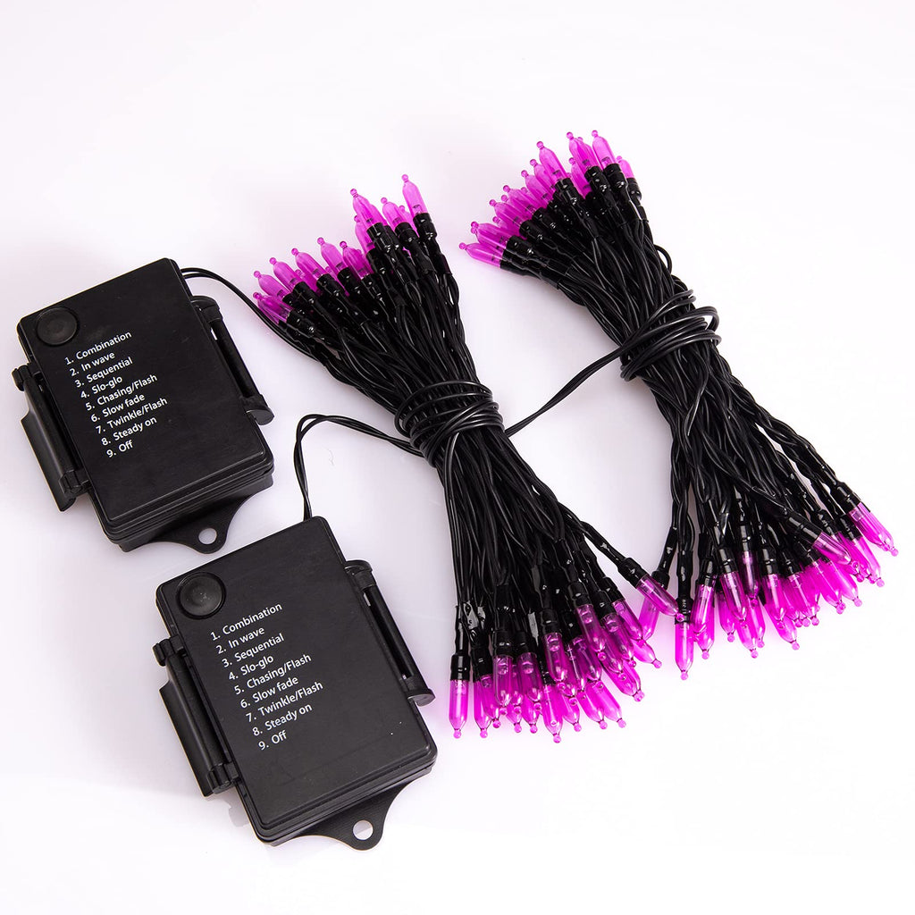 2 x 18 Feet / 50 LED / Purple / Black Wire