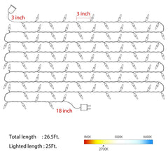 1 x 25 Feet / 100 Bulbs / Warm White / White Wire