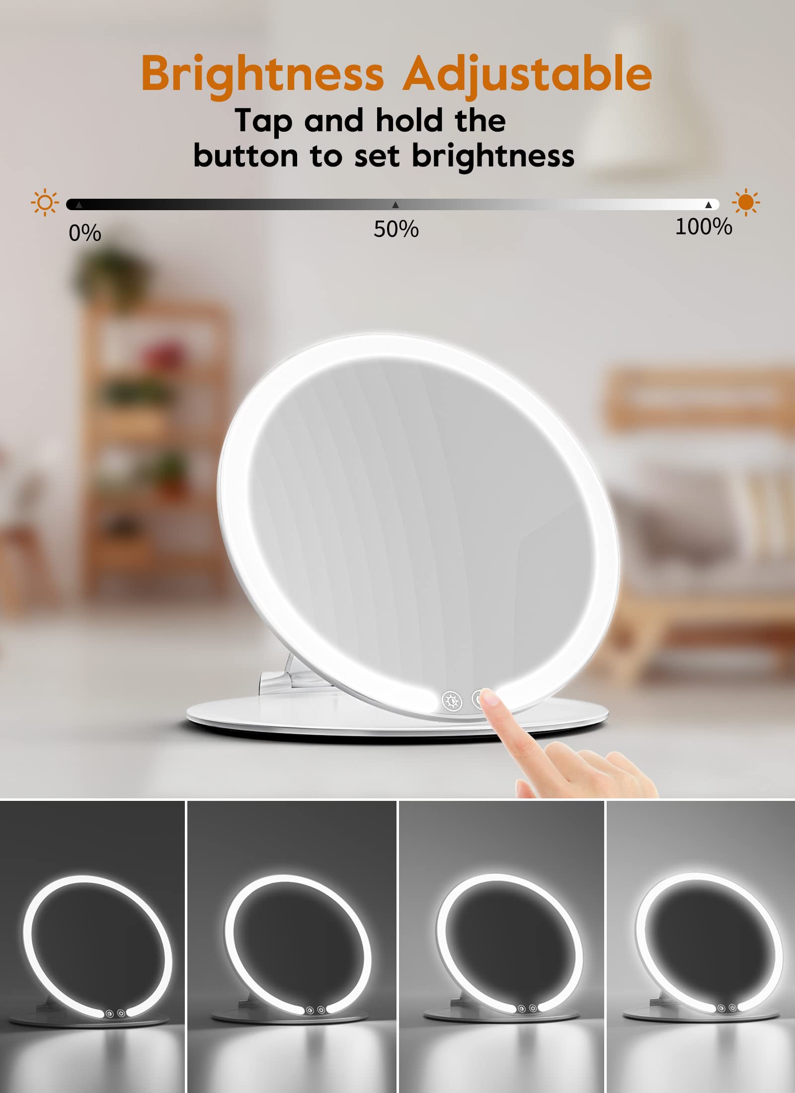 10x Magnifying Foldable Circular Lighted Makeup Mirror