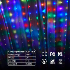 Christmas Smart Curtain Fairy Lights, Remote & Music Sync APP