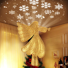 Brightown Gold Angel Tree Topper with Lights, Glitter Christmas Decor