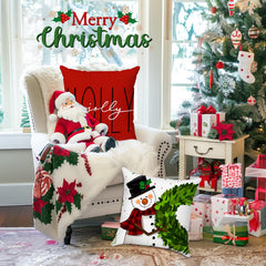 Set of 4 18x18 Red Christmas Pillow Covers,Throw Cushion Case,Winter Holiday Decor for Home Couch