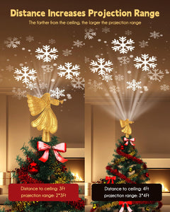 Brightown Gold Angel Tree Topper with Lights, Glitter Christmas Decor