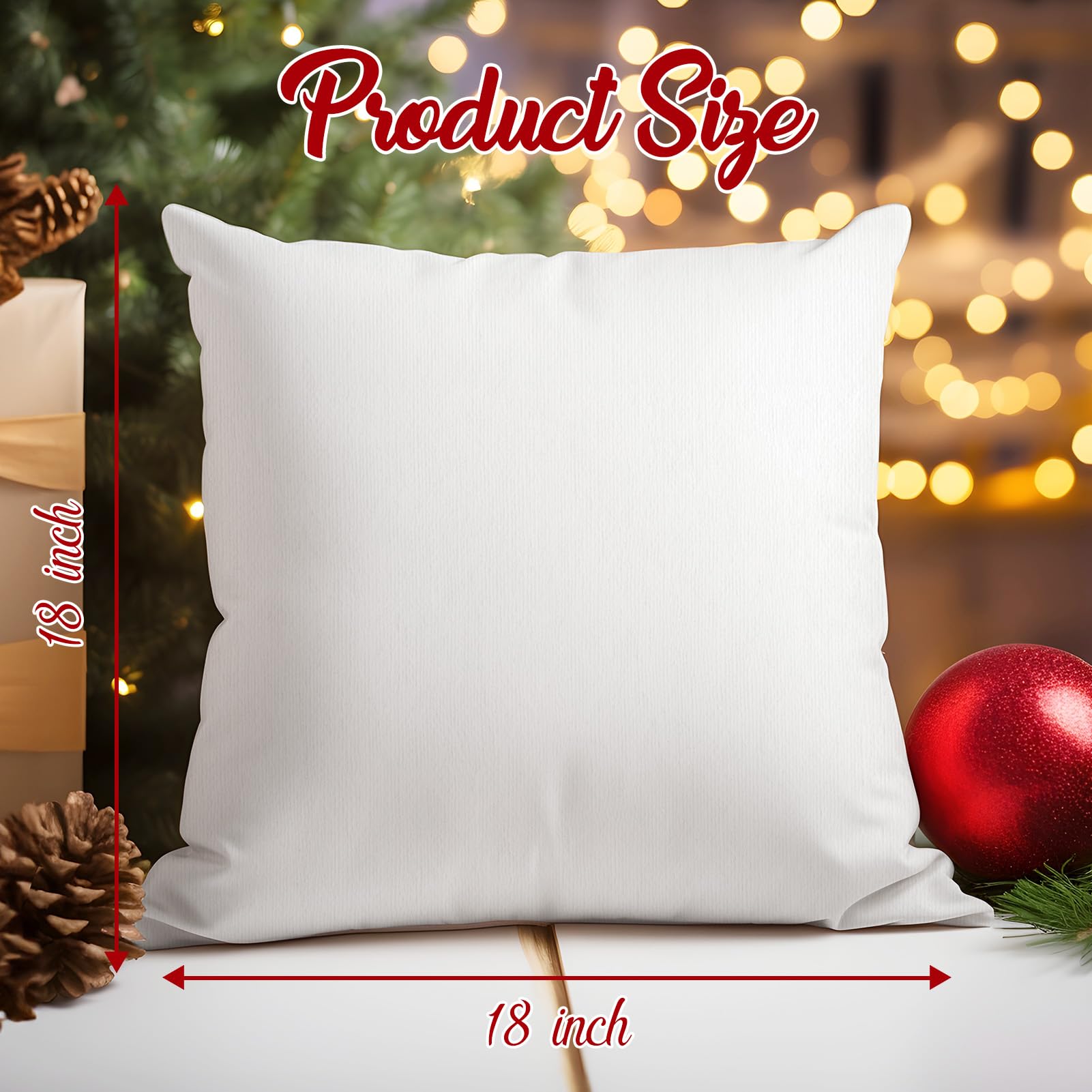 Set of 4 18x18 Red Christmas Pillow Covers,Throw Cushion Case,Winter Holiday Decor for Home Couch