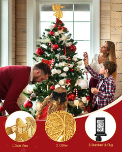 Brightown Gold Angel Tree Topper with Lights, Glitter Christmas Decor