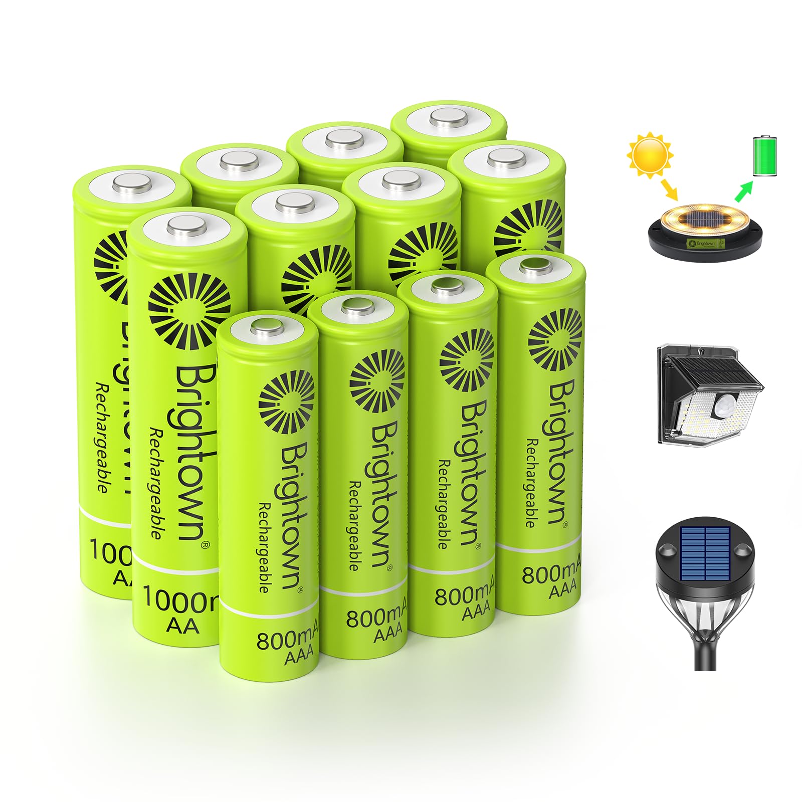8 Pack 1.2V NiMH AA 1000mAh and 4 Pack AAA 800mAh Rechargeable Batteries Combo