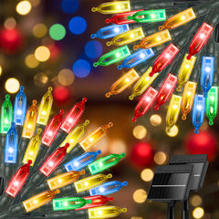 2Pack 78FT 200 LED  Solar Christmas Lights Outdoor, Multicolor, 8 Lighting Modes