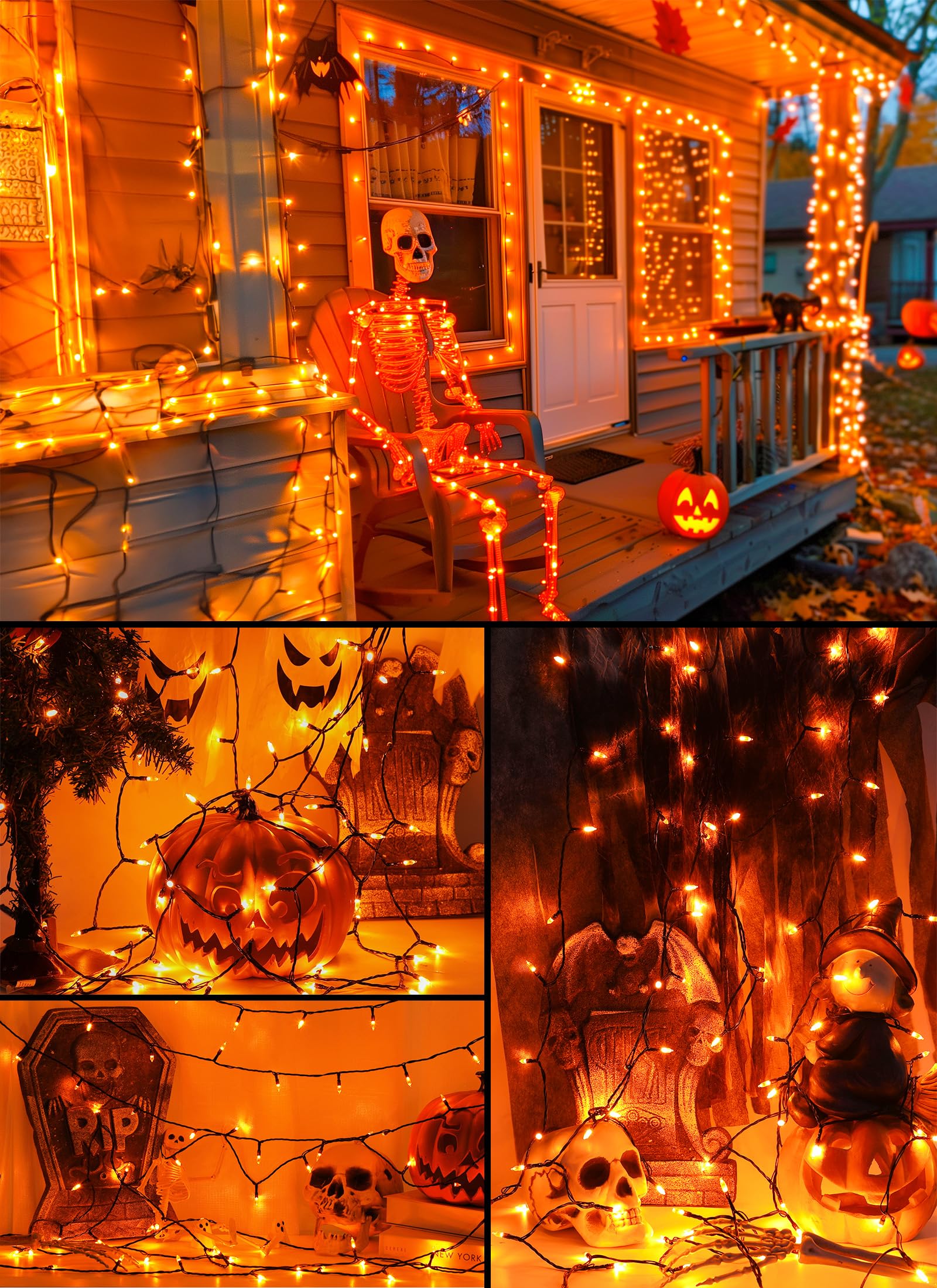 8ft 20LED Battery Operated Mini Bulbs String Light for Halloween Haunted House Party, Orange