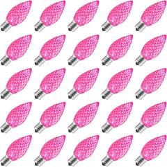 C7 Pink LED Christmas Replacement Bulbs - Shatterproof E12 Base